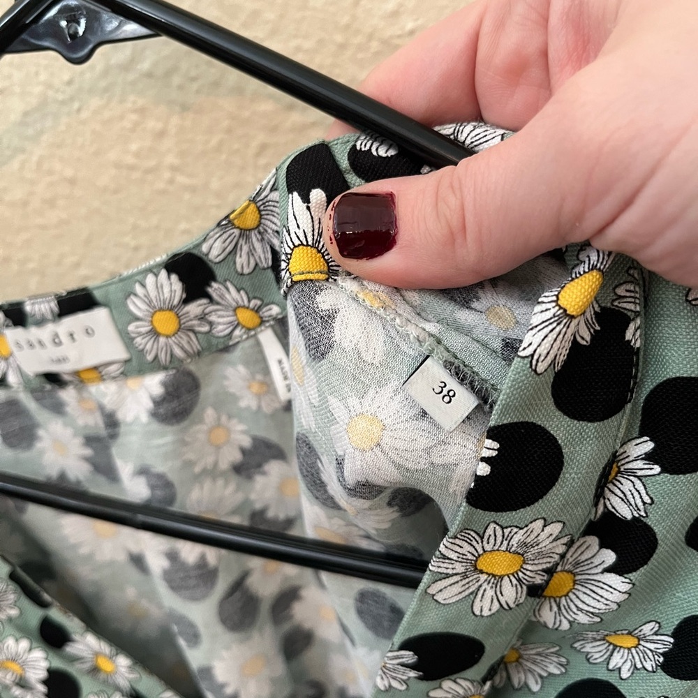 Sandro Green Floral Twist-Front Mini Dress - Picture 13 of 14